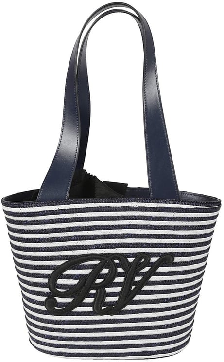 Roger Vivier Structured Blue Handbag With Striped Design