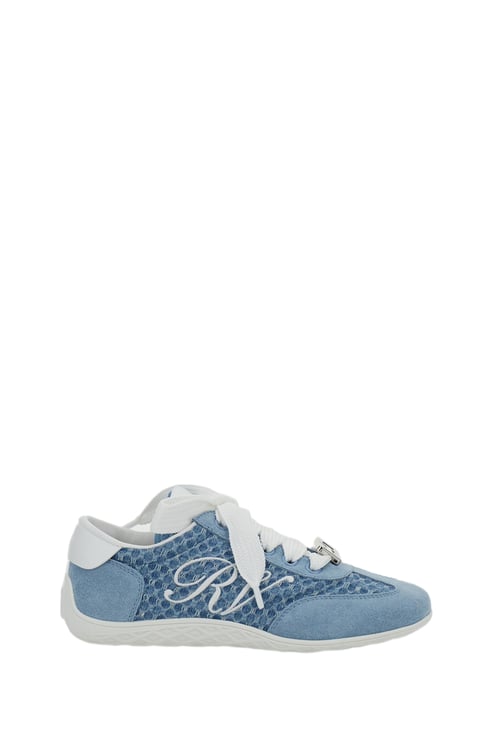 Roger Vivier Low-Profile Blue Sneakers with Textured Finish