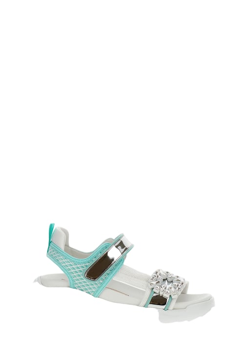 Roger Vivier White Sandals with Crystal Embellished Straps