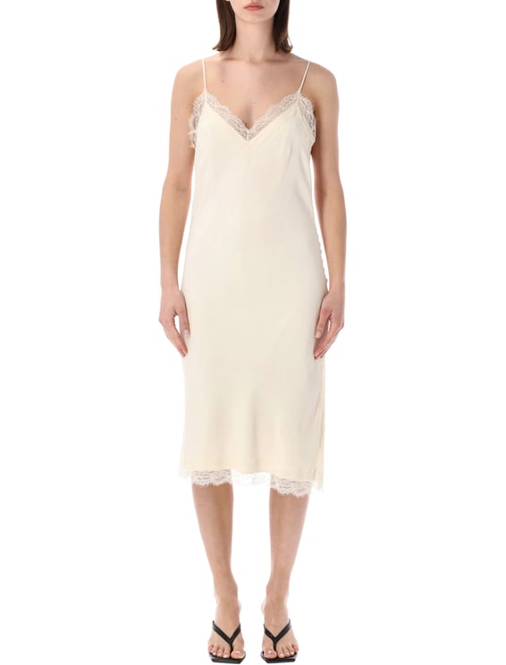Rohe V Neck Lace Trim Midi Dress