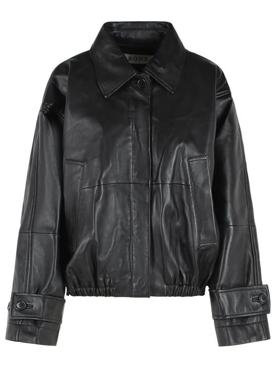 Rohe Leather Blouson Cropped Bomber Jacket