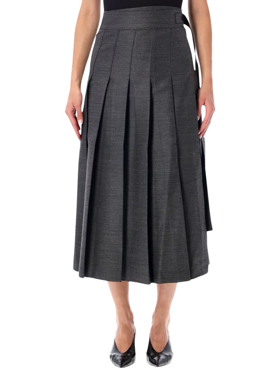 Rohe Pleated Wrap Wool-Blend Midi Skirt