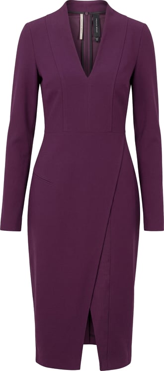 Roland Mouret Roland Mouret Deep V-Neck Fitted Midi Dress in Plum – EU 34