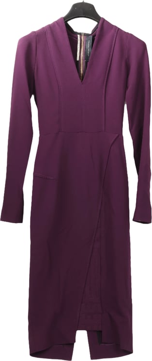 Roland Mouret Roland Mouret Deep V-Neck Fitted Midi Dress in Plum – EU 34