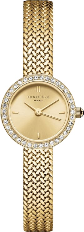 Rosefield Rosefield Horloge MCGMG-M03 Mini Small Edit Staal met Geelgouden Plating Quartz en Zirkonia 20mm