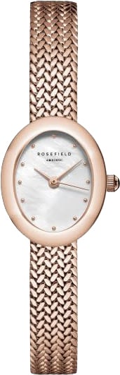 Rosefield Rosefield Horloge MWRMR-M07 Mini Oval White Dail Staal met Rozegouden Plating Quartz