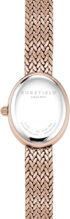 Rosefield Rosefield Horloge MWRMR-M07 Mini Oval White Dail Staal met Rozegouden Plating Quartz