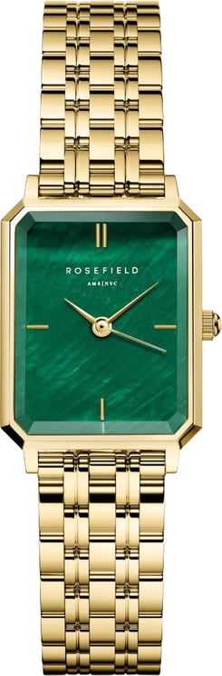 Rosefield Rosefield Horloge OEGSG-O79 Octagon XS Staal met Geelgouden Plating Quartz Emerald Wijzerplaat