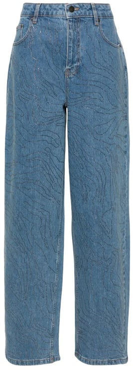 Rotate rhinestone wide led jeans divers