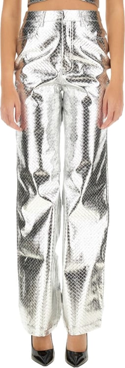Rotate High-Waisted Metallic Finish Straight Leg Pants
