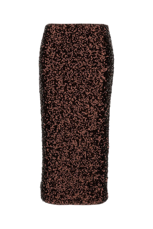 Rotate Textured Midi Skirt With Back Zip Closure And Deep Slit