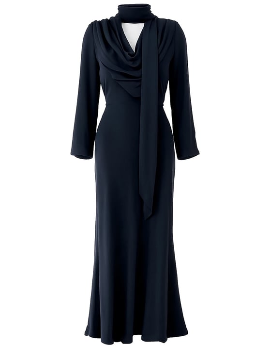 Rotate Grey Recycled Polyester Draped Maxi Dress