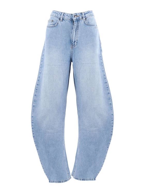 Rotate Blue Draped Barrel Leg Jeans