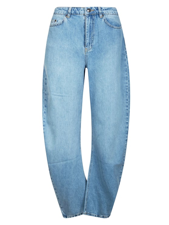 Rotate Light Blue Draped Barrel Leg Jeans