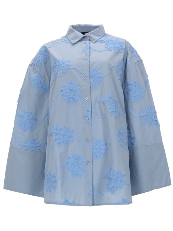 Rotate Oversized Floral Embroidered Light Shirt