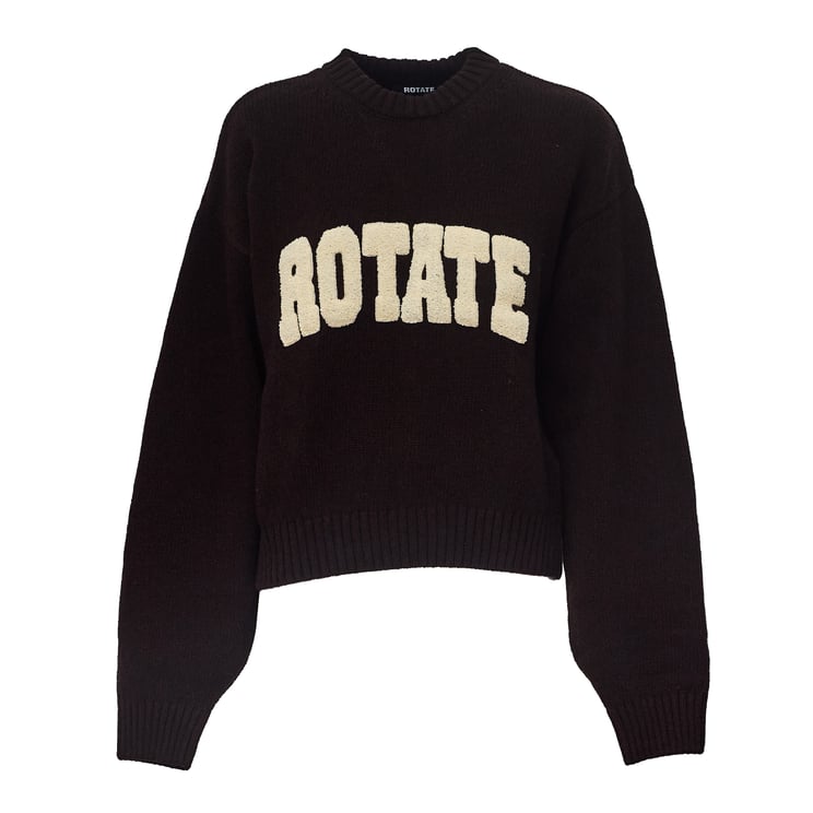 Rotate Contemporary Crewneck Sweater With Bold Logo Detail