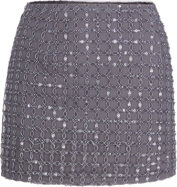 Rotate Castor Gray Beaded Mini Skirt