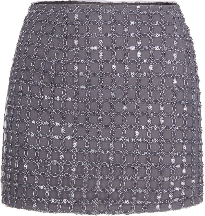 Rotate Castor Gray Beaded Mini Skirt
