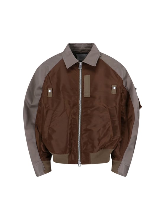 Sacai Structured Brown Jacket With Classic Front Closure