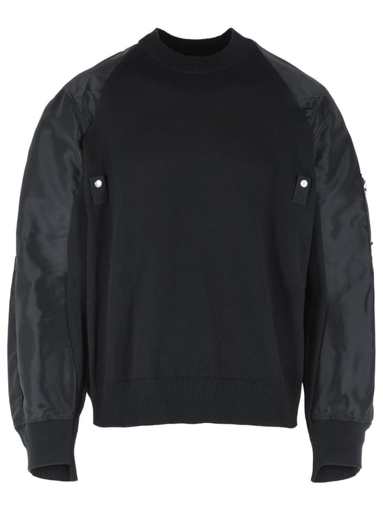 Sacai Black Cotton Blend Sweater