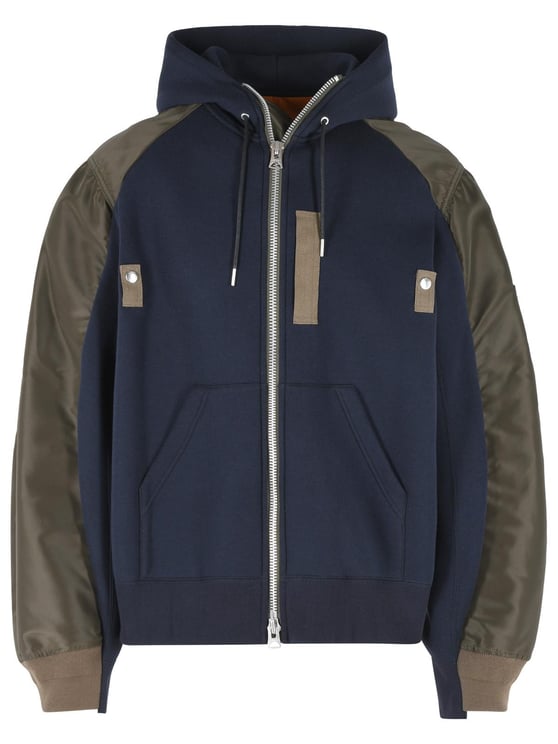 Sacai Navy Cotton And Khaki Blend Sweatshirt
