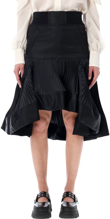 Sacai Sacai Nylon Twill Midi Skirt with pleated inserts