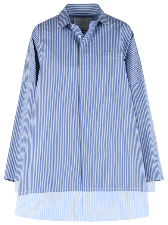 Sacai Light Blue Cotton Blend Shirt