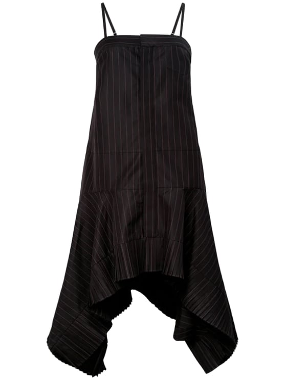 Sacai Chalk Stripe Mini Dress with Asymmetrical Hemline