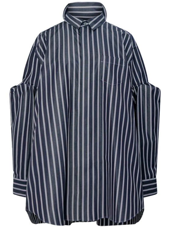 Sacai Oversized Black Poplin Shirt with Unique Elbow Cut-Outs