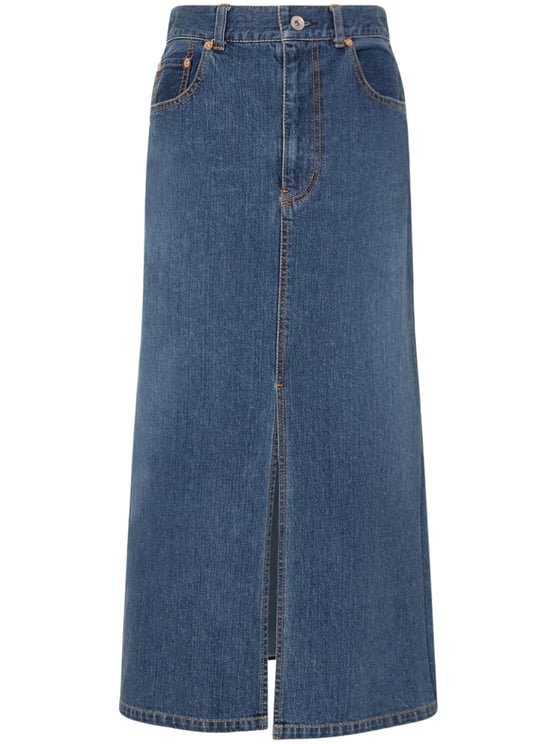 Sacai Mid-Length Denim Skirt with Flared Design