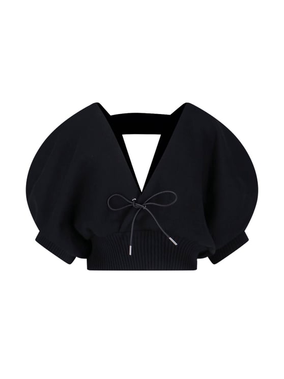 Sacai Black V-Neck Cotton Blend Cardigan