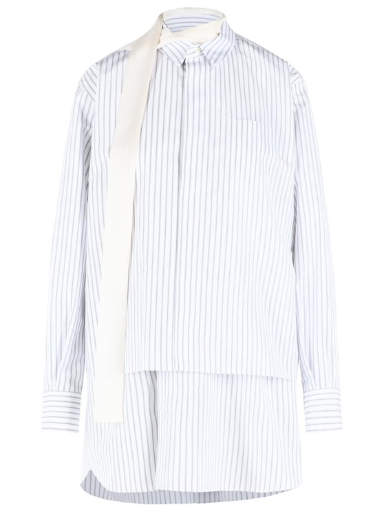 Sacai White Cotton Blend Mini Dress