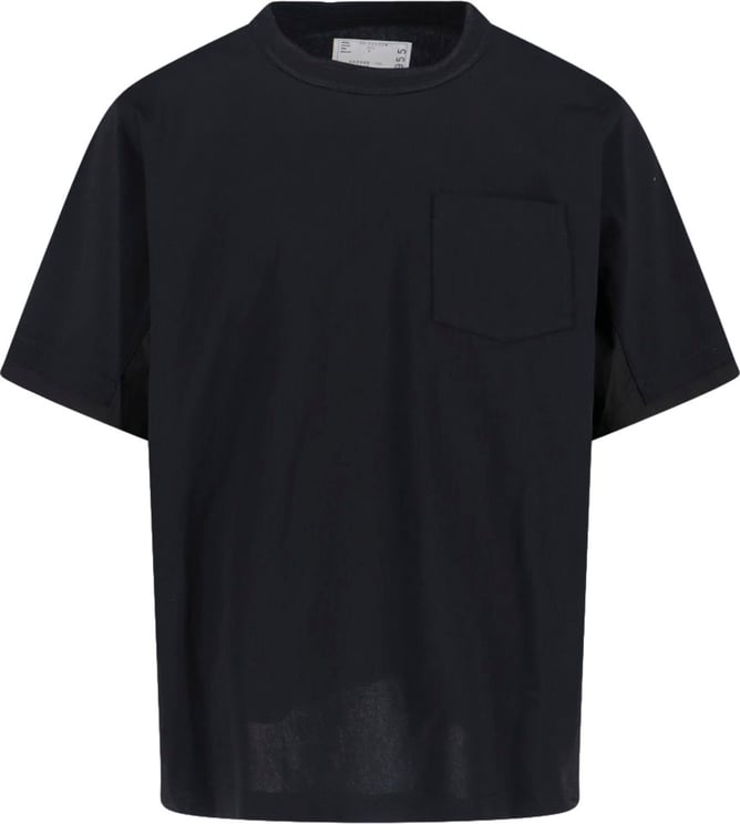 Sacai Minimalist Black T-Shirt With Crew Neckline And Short Sleeves