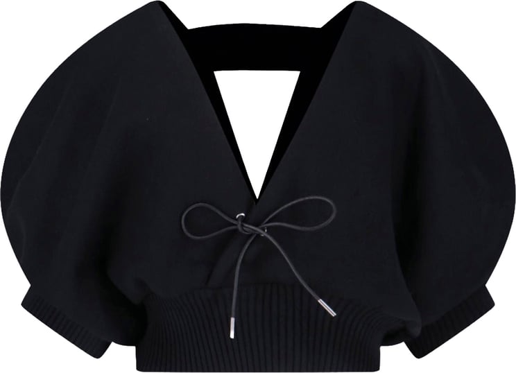 Sacai Black V-Neck Cotton Blend Cardigan