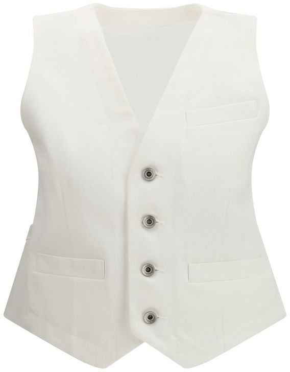 Sacai Sacai White Cotton Waistcoat