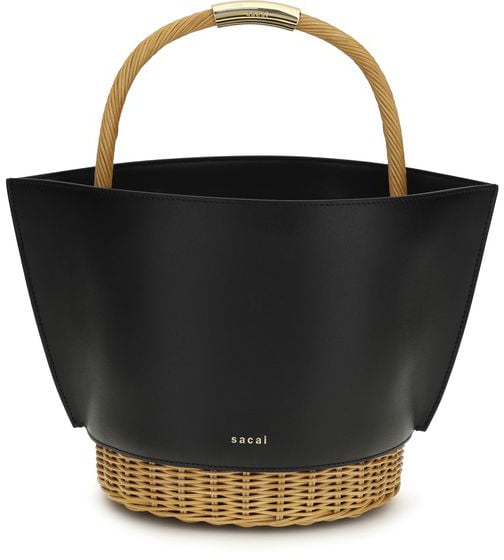 Sacai Sacai Black Calf Leather Bos Taurus Shoulder Bag