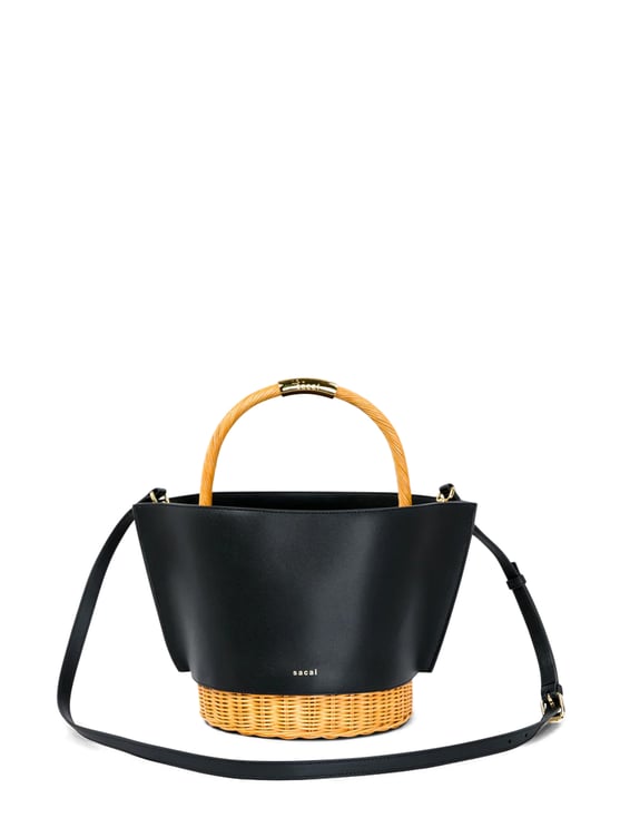 Sacai Medium Leather and Rattan Basket Ba