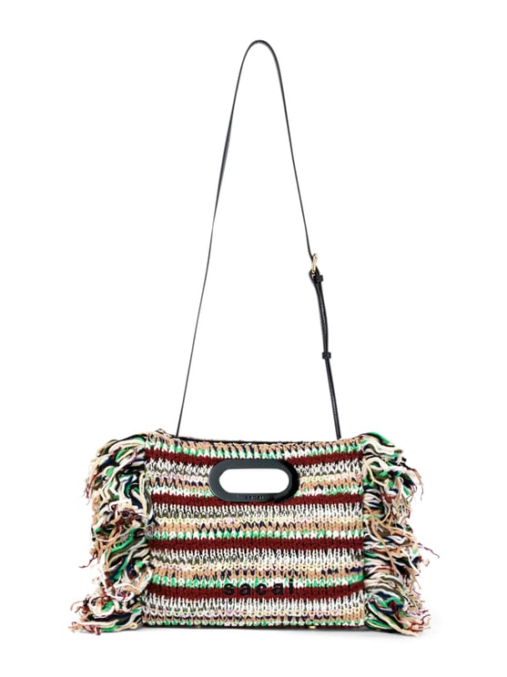 Sacai Small Multi-Color Knit Shopper Bag with Fringed Edges