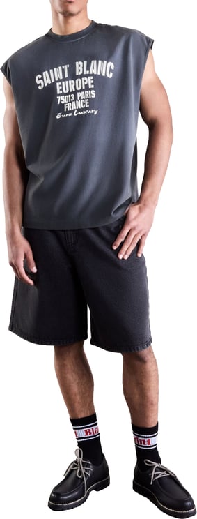 Saint Blanc Oval Logo Denim Short