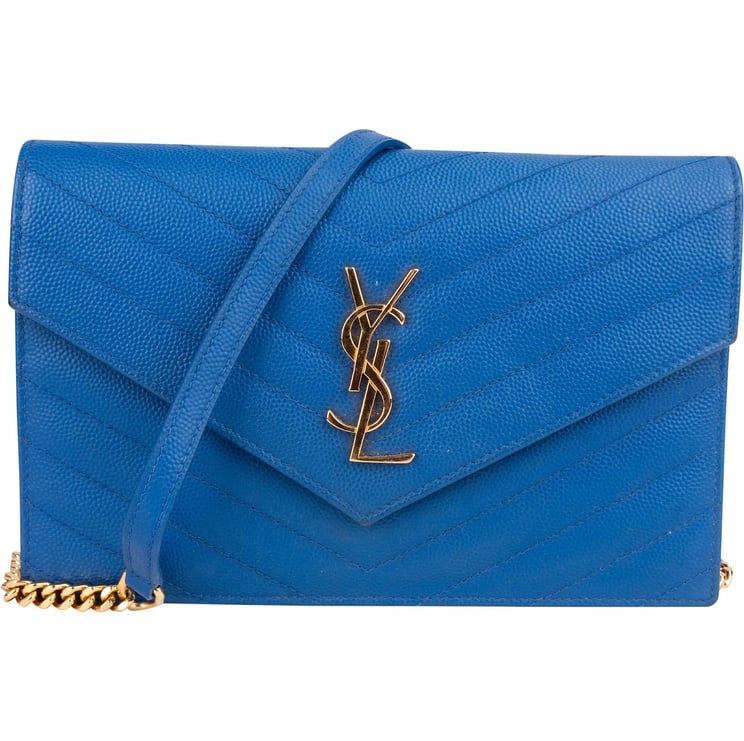 Saint Laurent Saint Laurent Chevron Grain de Poudre Wallet On Chain Crossbody Bag