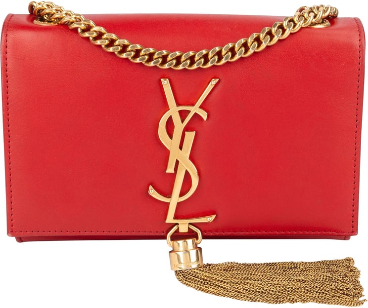 Saint Laurent Saint Laurent Red Leather Kate Chain Crossbody Bag