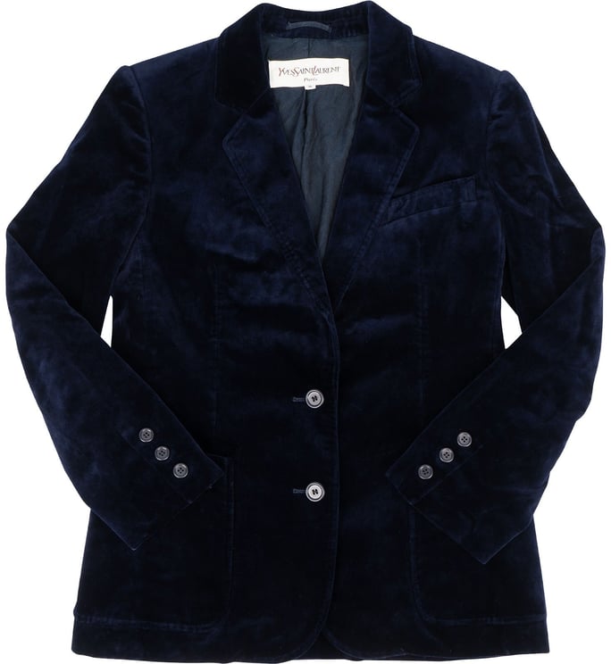 Saint Laurent Yves Saint Laurent Navy Samt Velvet Blazer Jacket (S)