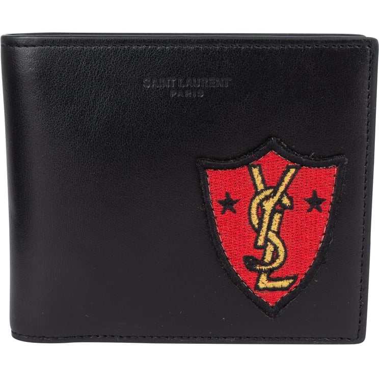Saint Laurent Saint Laurent Leather YSL Shield Patch Bifold Wallet