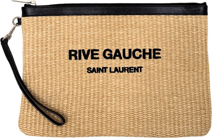 Saint Laurent Saint Laurent Rive Gauche Raffia Pouch Beige / neuwertig