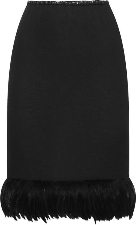 Saint Laurent Saint Laurent Feathers Trim Silk Skirt