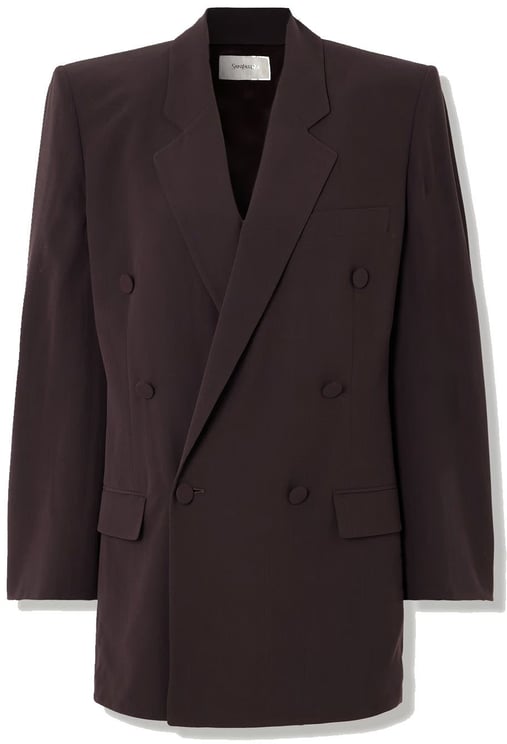 Saint Laurent Saint Laurent Double-Breasted Silk-Crepe Blazer