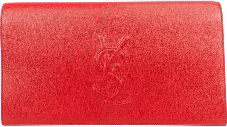 Saint Laurent Saint Laurent Grain de Poudre Leather Cassandre Clutch