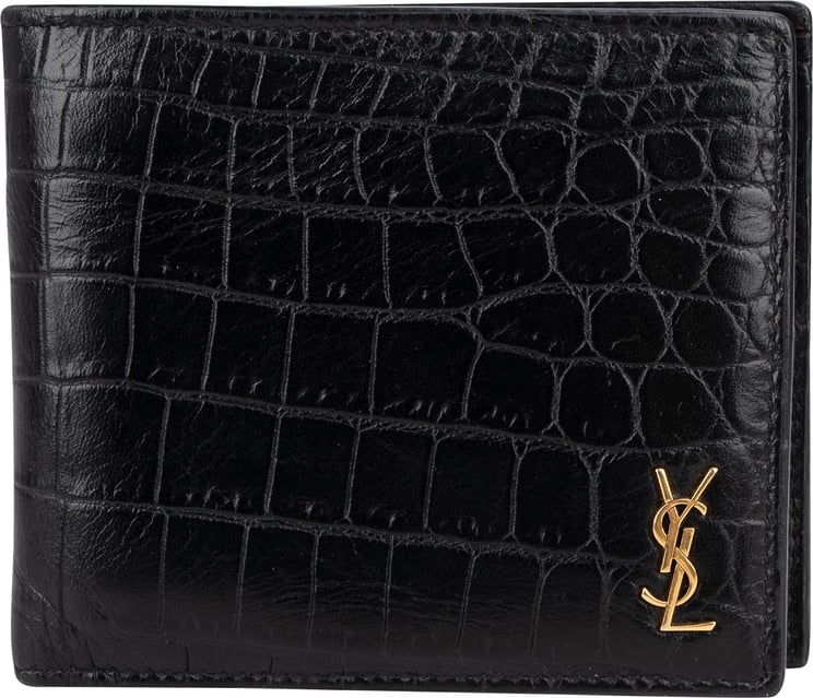 Saint Laurent Saint Laurent Croc-Embossed Leather East West Bifold Wallet