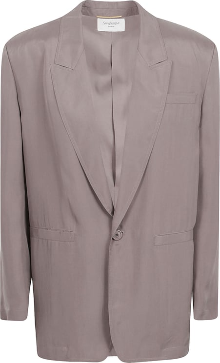 Saint Laurent Silk Jacket with Notched Lapels and Three Pockets