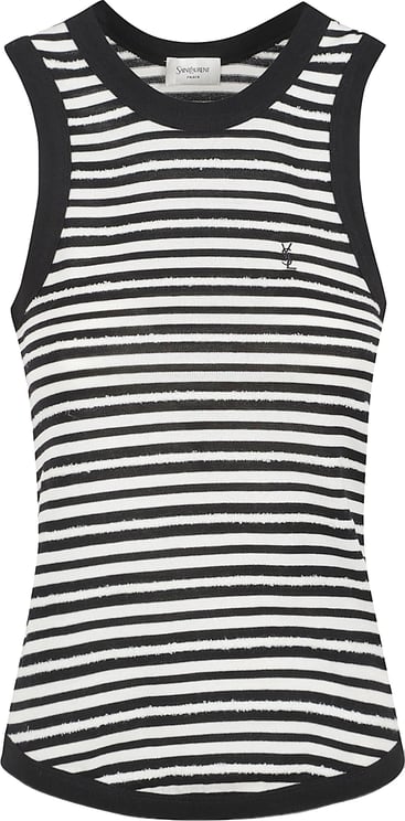 Saint Laurent Striped Sleeveless Top with Distressed Texture